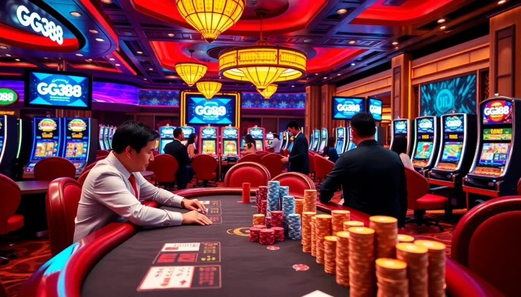 Experience the excitement of online gambling with GG88, featuring vibrant casino tables and thrilling gameplay.