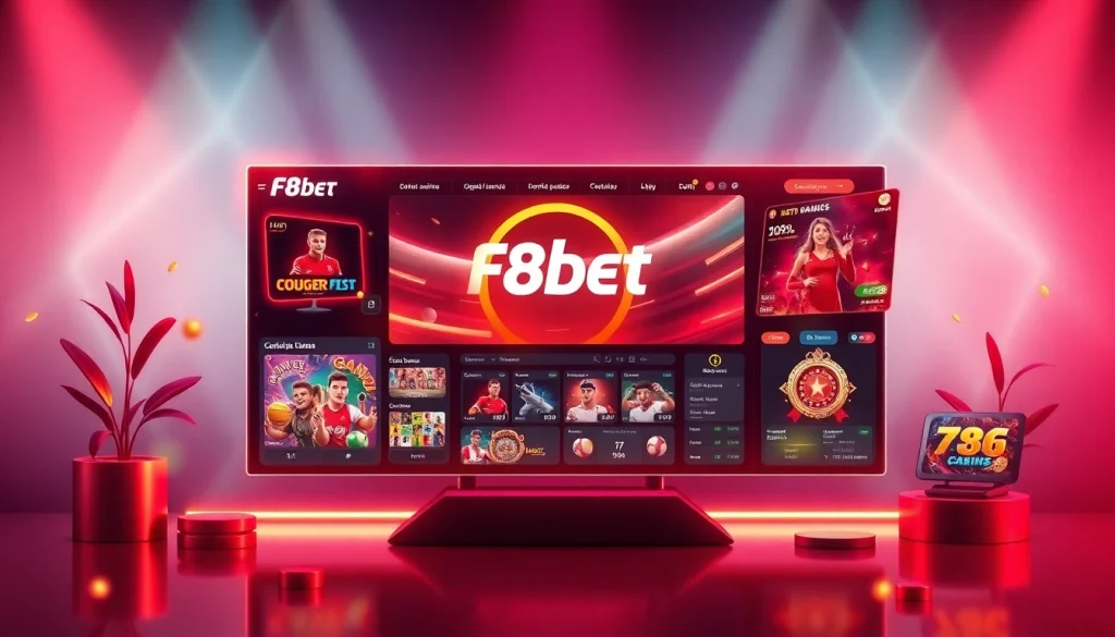 An engaging interface of F8bet's online betting platform, showcasing vibrant promotions and modern design.