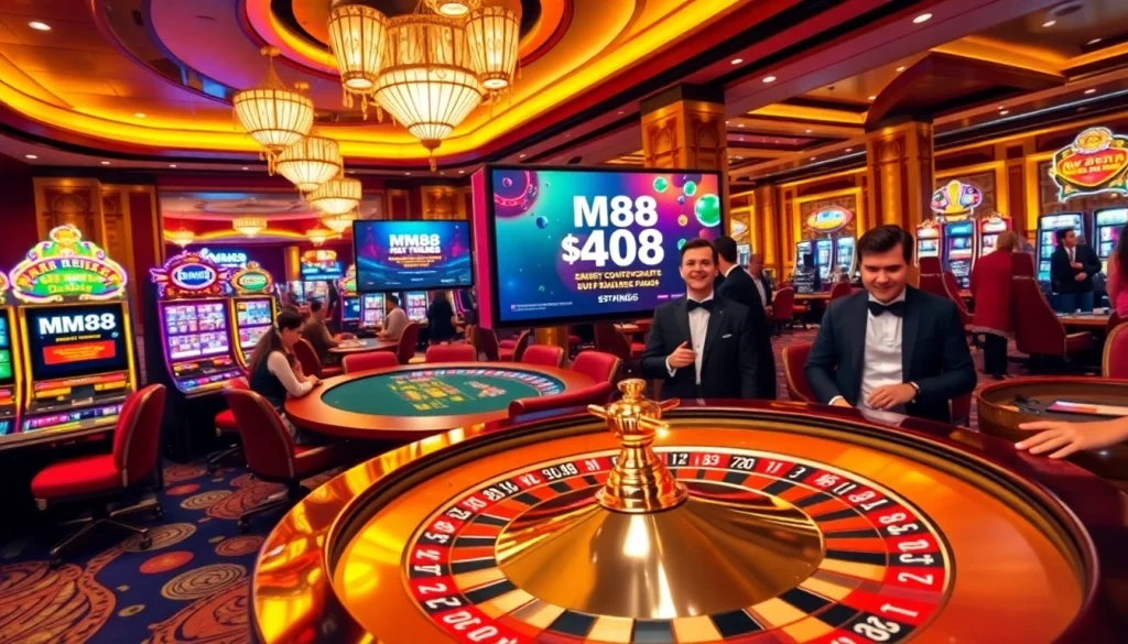 Players engaging in thrilling games at MM88 casino, showcasing excitement and professional betting experiences.