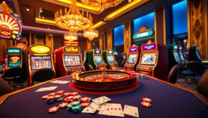 Engaging casino experience at TT88 with vibrant slot machines and roulette.
