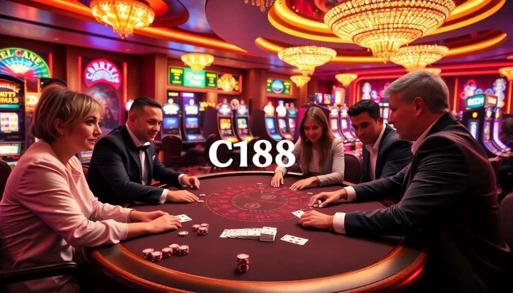 Players engaging at a luxurious poker table in a thrilling C168 casino atmosphere.