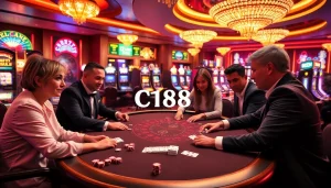 Players engaging at a luxurious poker table in a thrilling C168 casino atmosphere.