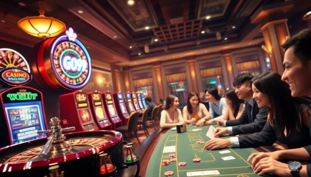 Experience the thrill of GO99 casino with vibrant roulette, slot games, and engaging players.