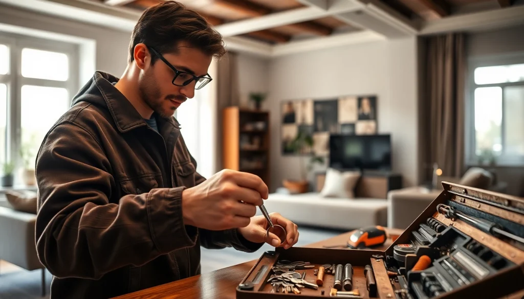 Schlüsseldienst Notdienst Berlin hilft einem Kunden in einer modernen Wohnung.