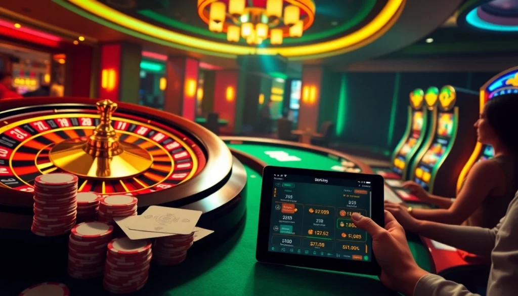 S8king.com showcases a thrilling casino atmosphere with poker tables and roulette wheels inviting professional gamblers.