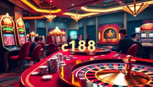 Experience the excitement of c168 game with a vibrant online casino scene featuring slot machines.
