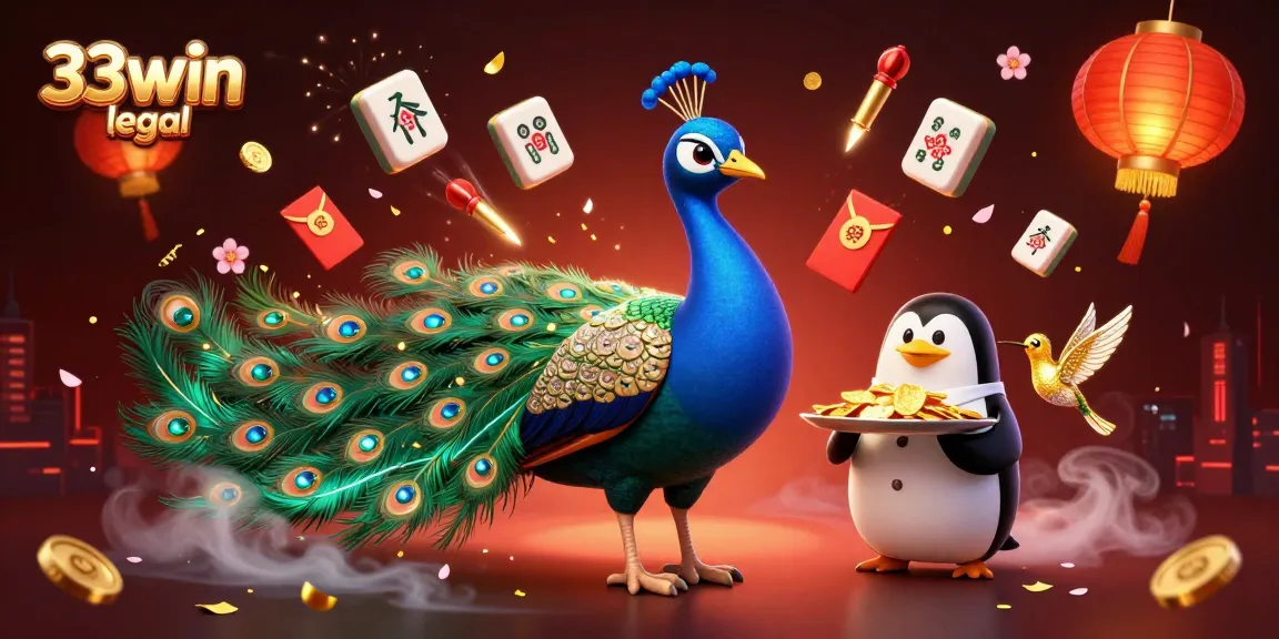 Experience 33win legal with an engaging 3D casino scene featuring vibrant characters and casino game elements.